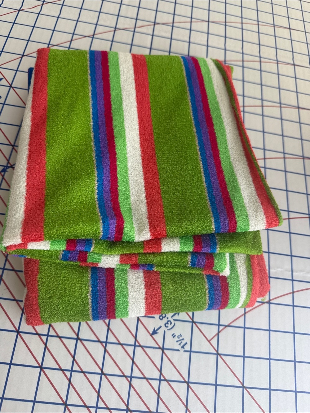 Vintage 70s Stretch Terry Fabric 1.5 Yds x 62” Retro Striped Avocado Green